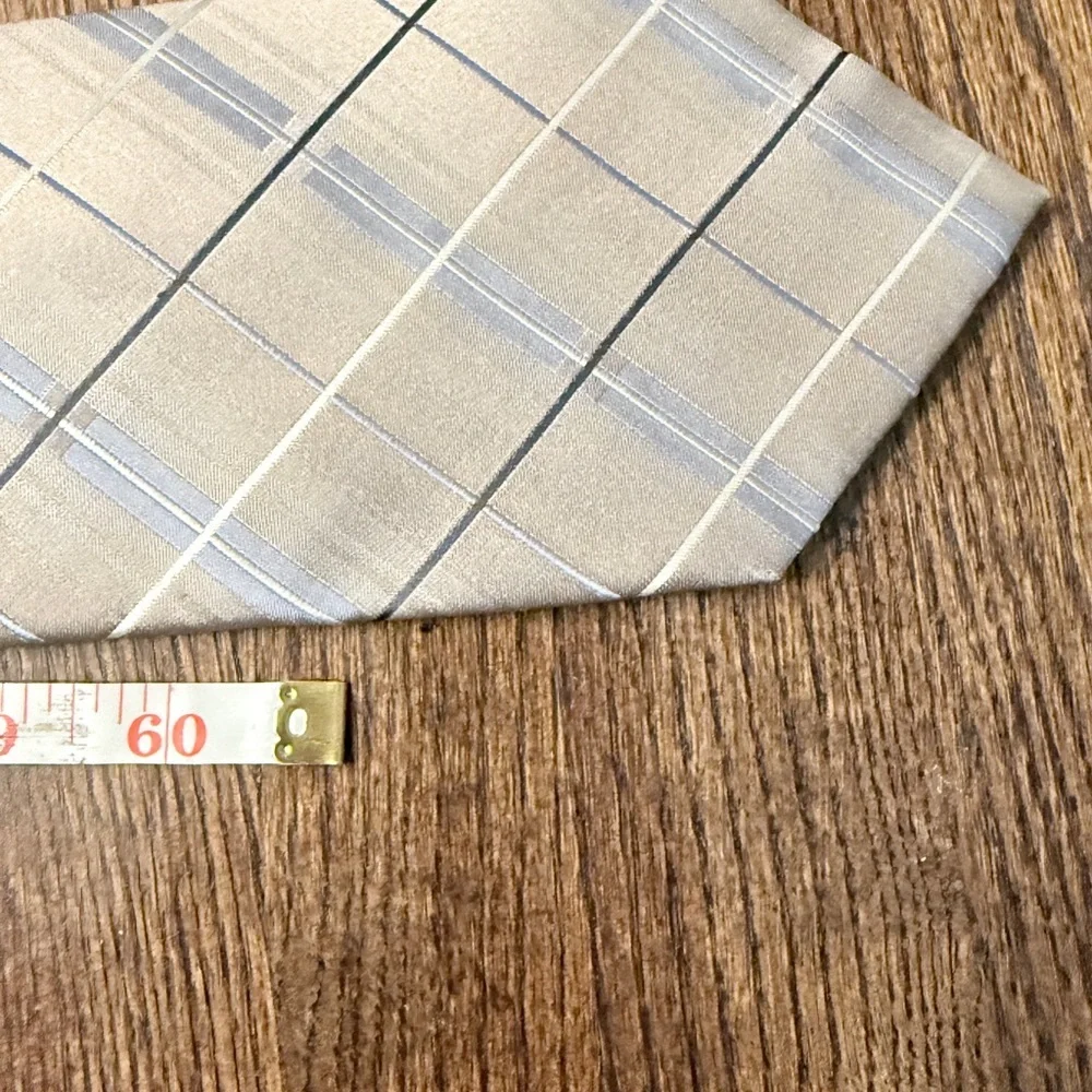 Calvin Klein Men's Gray Blue Plaid Tie. Extra Long 62